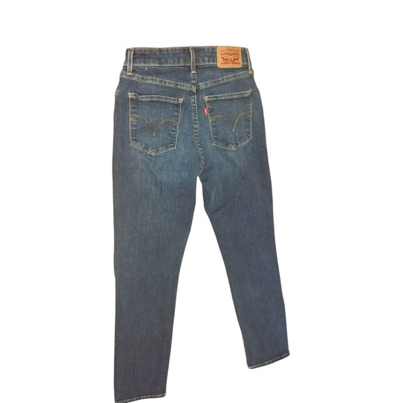Levis Mid Rise Skinny Jeans Womens 4 Blue Stretch Ankle Dark Wash Ladies Casual - Picture 4 of 6